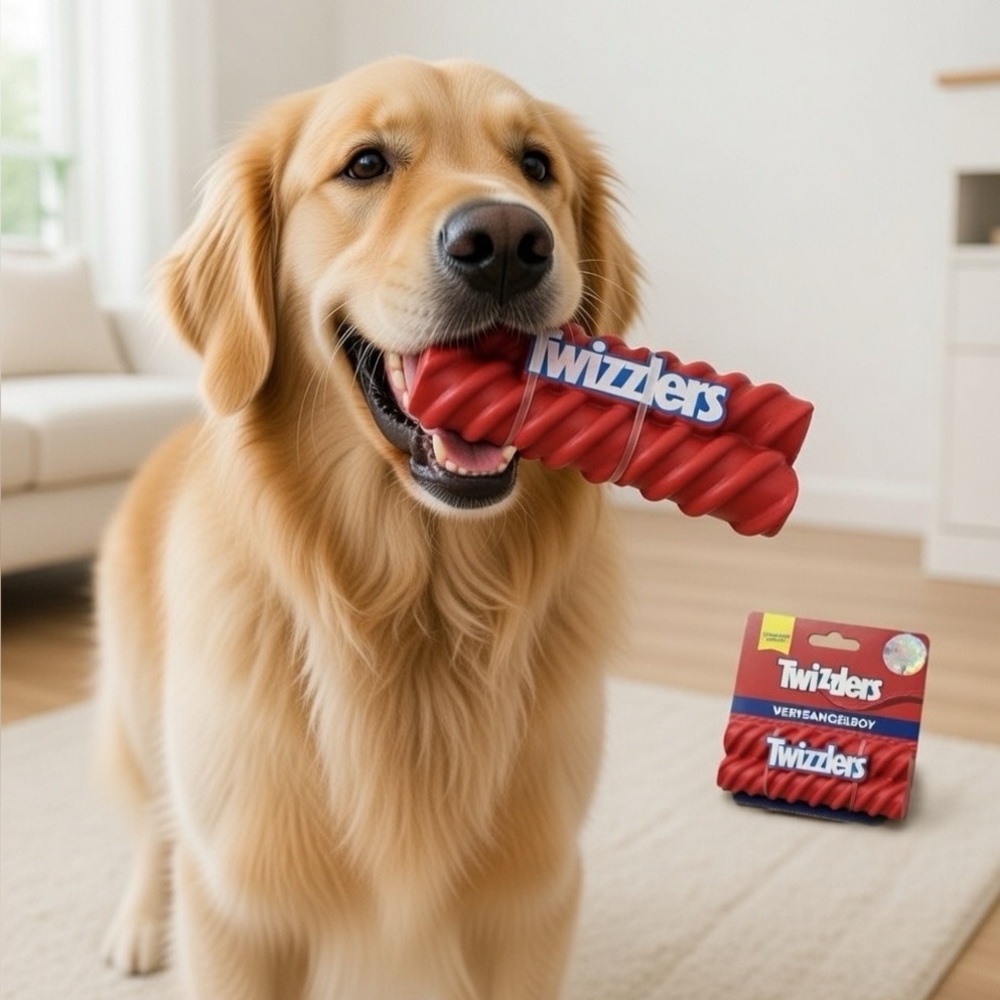 Hersheys Twizzler’s Vinyl Dog Toy with Squeaker Inside